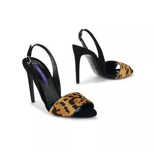 Ralph Lauren Purple Label Leopard Peep Toe Heels.